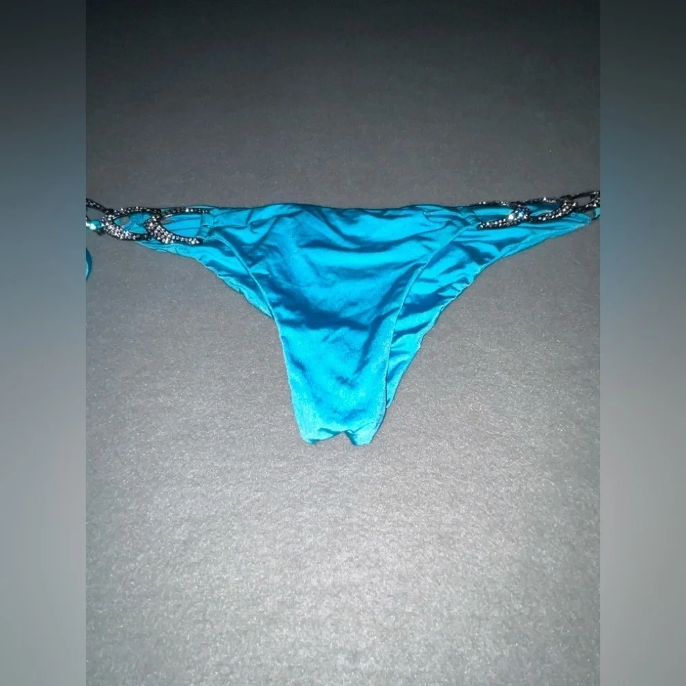 Beach Bunny Bikini Bottom Bow & Arrow Aqua Rhinestone Bikini Hot!